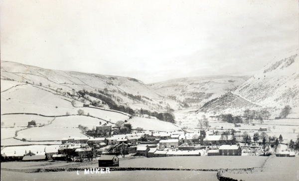 Muker under snow, view north postcard